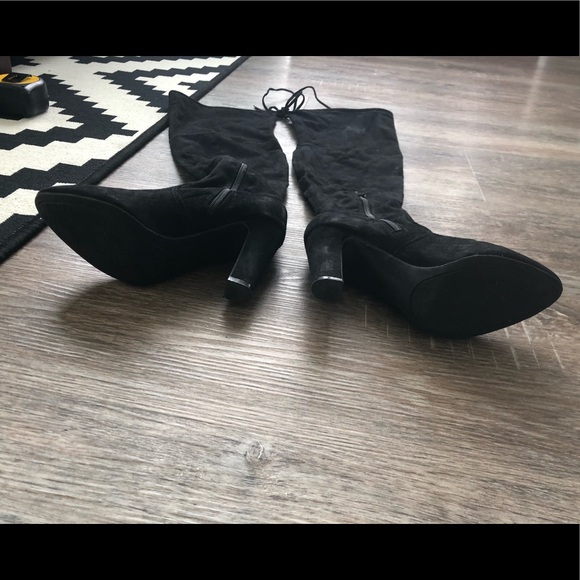 Black over-the-knee suede boots - Picture 3 of 6